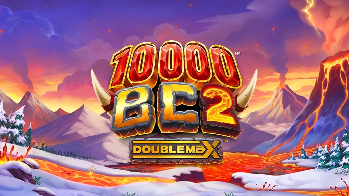 Visual aksi slot 10000 BC DoubleMax 2 dengan elemen prasejarah